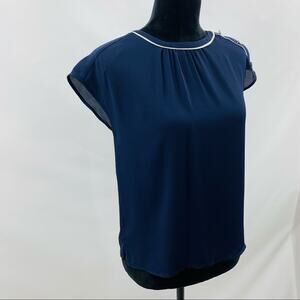 Vince Camuto River Valley Navy Blue Blouse